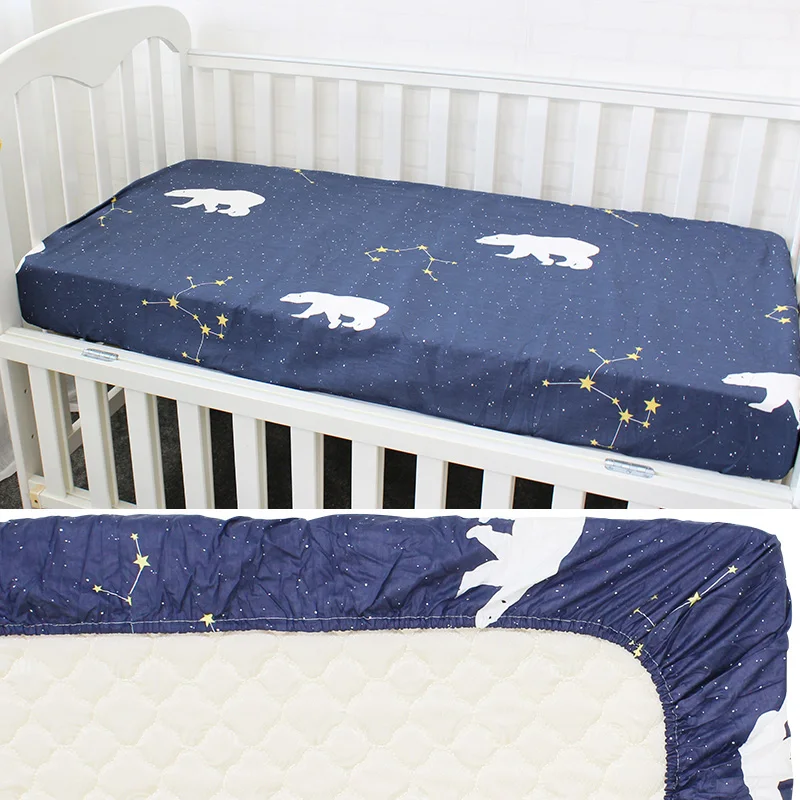 Детские натуральный хлопок кроватку простынь для кроватка для новорожденного листов для наматрасник облако слон короны для детская