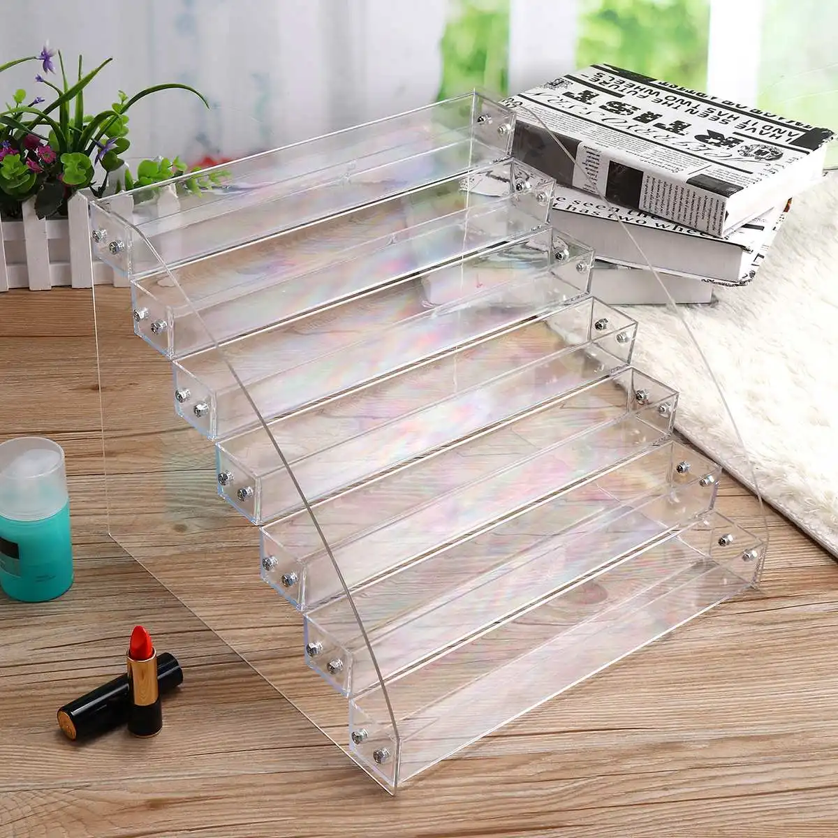 

Acrylic Essential Oil Nail Polish Lipstick Cosmetic Display Stand Organizer Rack 2/3/4/5/6/7 Layer Acrylic + Metal Display Stand