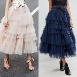 Юбки для женщин 2019 новый бренд модные для ярусные оборки Свободные Цветок Высокая талия Длинные Макси юбка вечерние