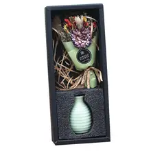 Pastoral Style Creative Mini Bouquet Crystal Grass Dry Flower Mother's Day Gift White Porcelain Bottle Gift Box For Women