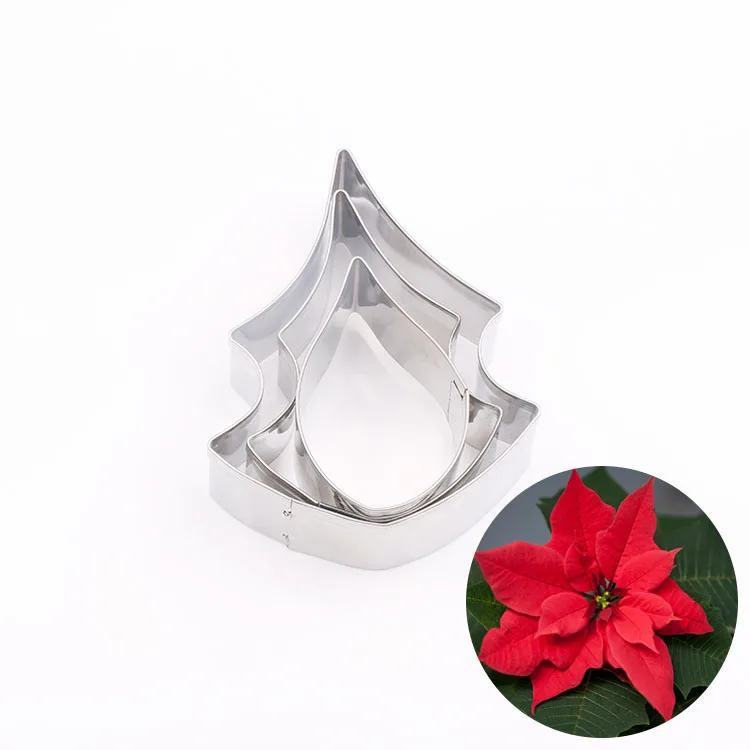 

Stainless Steel Christmas Flower Sugar Cake Decorating Petal Pattern, Poinsettia Flower Petal Cutting Soft Clay Tool