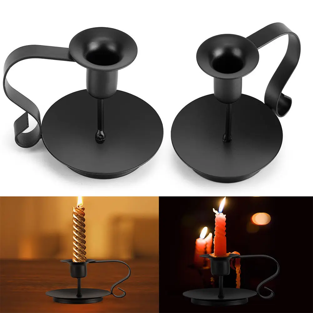 

Anti rust Retro Iron Candelabrum Taper Candle Holder Candlestick Stand Candlelight Dinner kitchen home Decoration