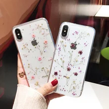 Moskado Real Dried Flowers Transparent Phone Case For iphone 6 6s 7 8 Plus Clear Soft TPU Beautiful Case For iPhone X XS Max XR