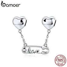 BAMOER подлинные 925 пробы серебряные любовные буквы сердце Шарм для женщин бренд Серебряный поиск ювелирных изделий из браслетов SCC1143