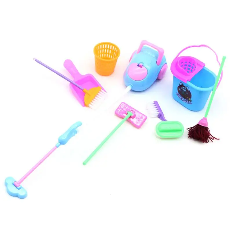9 шт./компл. пылесос для уборки дома мини метла инструменты для уборки ролевых игр игрушка набор для чистки Аксессуары для кукольных домов детская игрушка