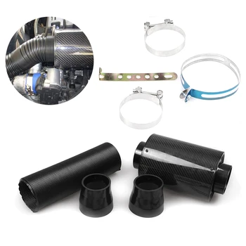 

Carbon Fiber Cold Air Intake System 3" Series Filter Box Induction Universal