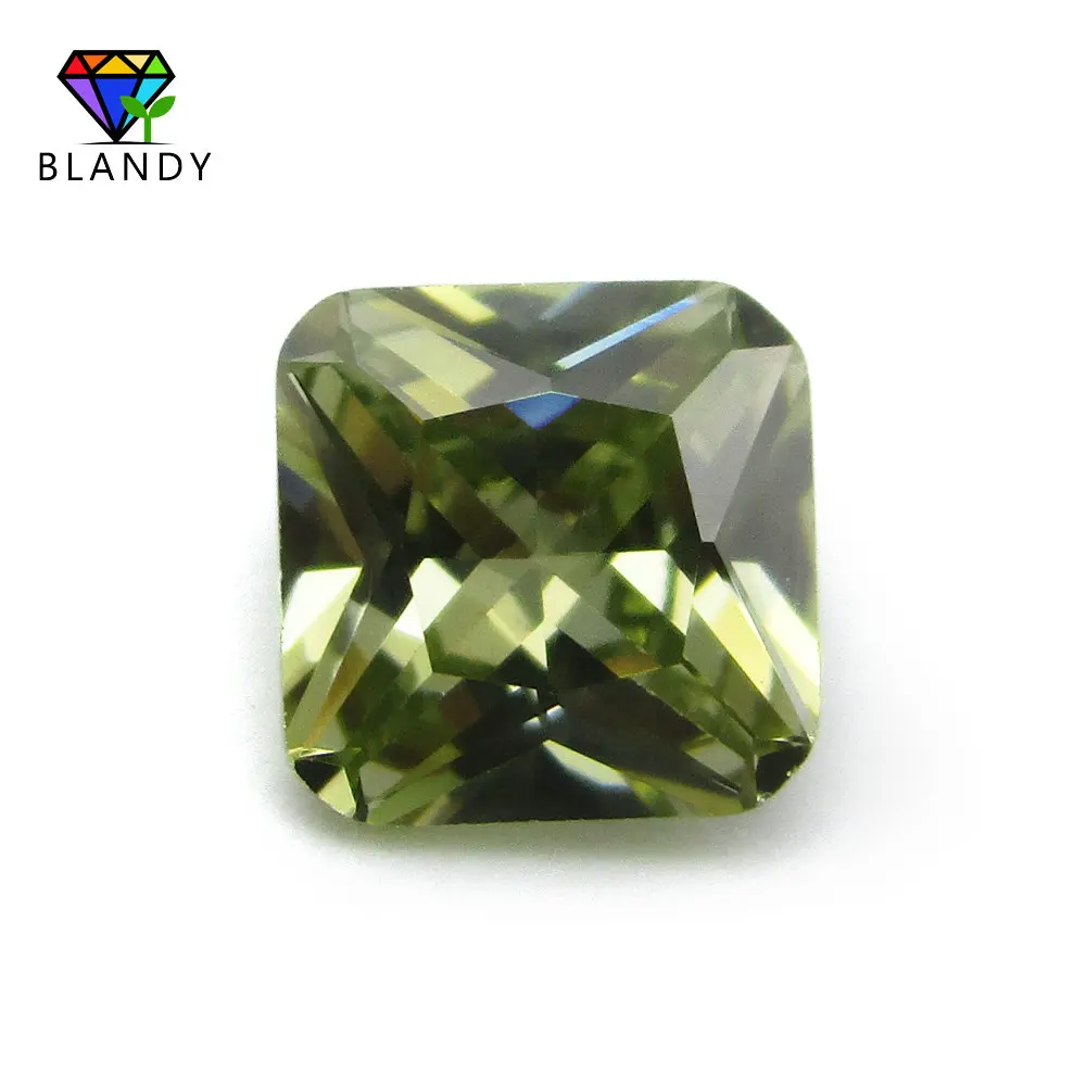 

AAAAA качество 3*3 ~ 10*10 мм Фотоэлементы принцесса огранка Перидот кубический цирконий камень синтетические оливковые CZ драгоценные камни для ювелирных изделий