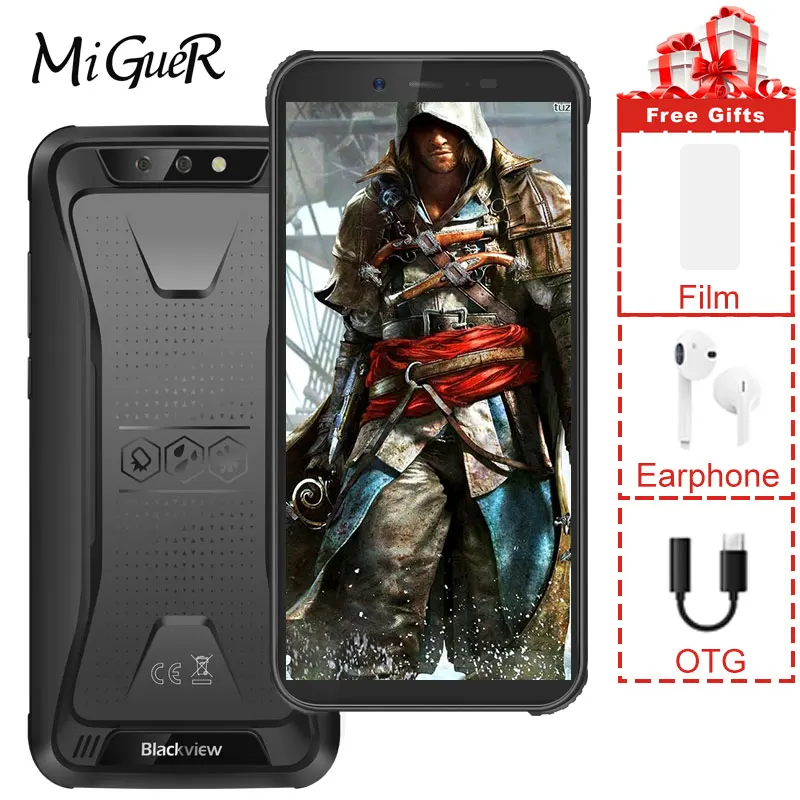 

Blackview BV5500 5.5"18:9 Screen IP68 Waterproof Resistente Mobile Phone 4400mAh Android 8.1 MTK6580P 2G+16G Dual SIM Smartphone