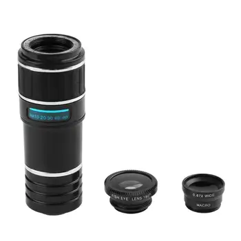 

Phone 12X Zoom Telescope+180 Degree Fisheye+0.67X Wide Angle+Macro Lens