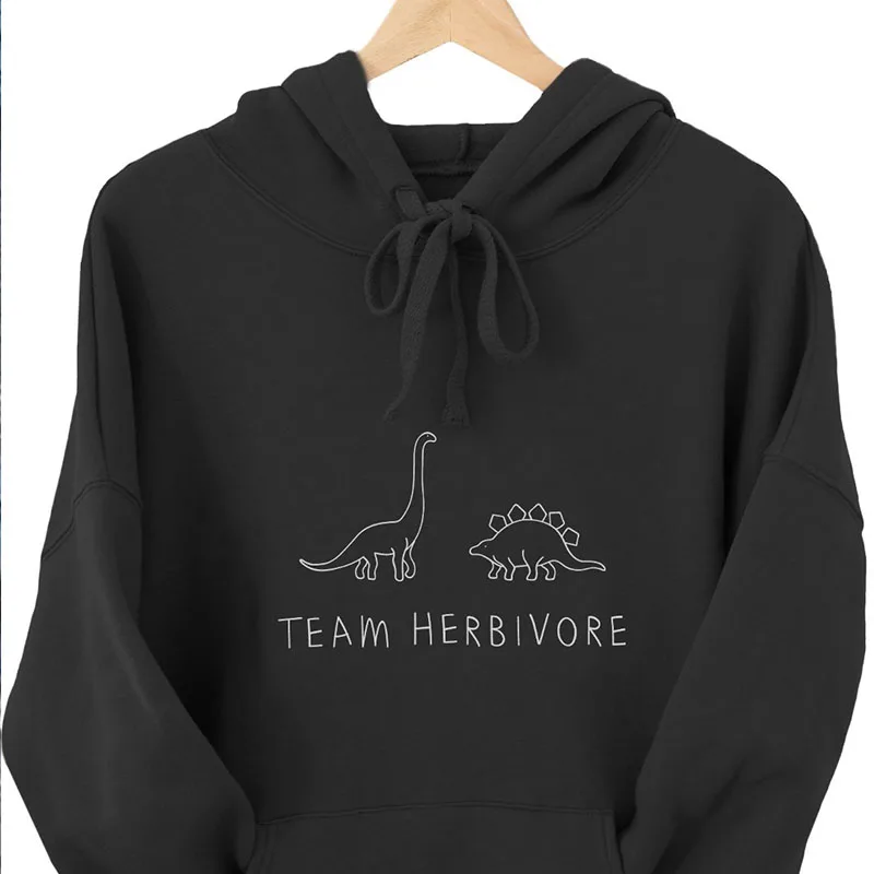 

Team Herbivore Cute Print Crewneck Hoodies Autumn Women Fashion Pullovers Black Fleece Jumper Hipster Tumblr Sweatshirt Tops