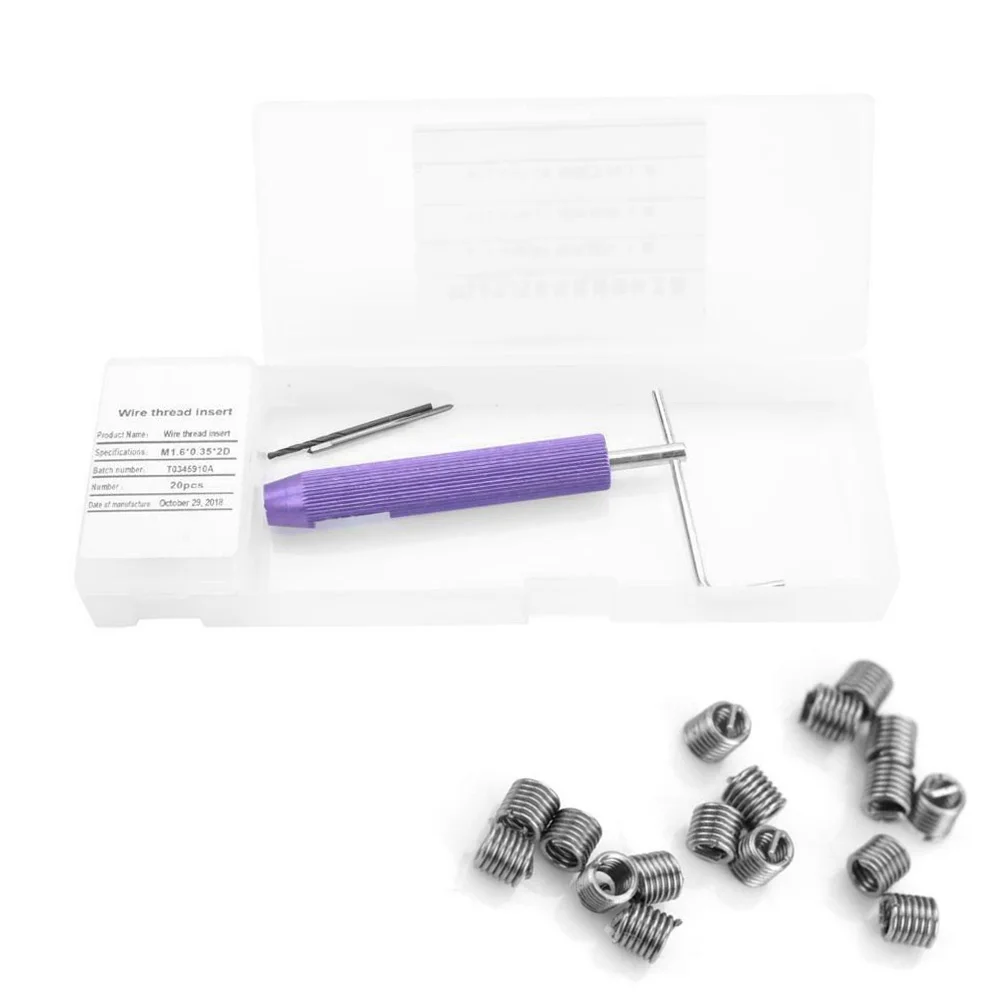 

20pcs New M1.6*0.35 Thread Repair Tool Kits Set Installation Tool Drill Bit High Quality 304 Stainless Steel Accessories Tools