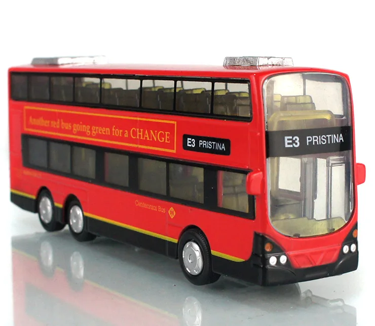 

Double-decker Bus Mini Car Model Die-cast Metal Vehicle Lights & Musics