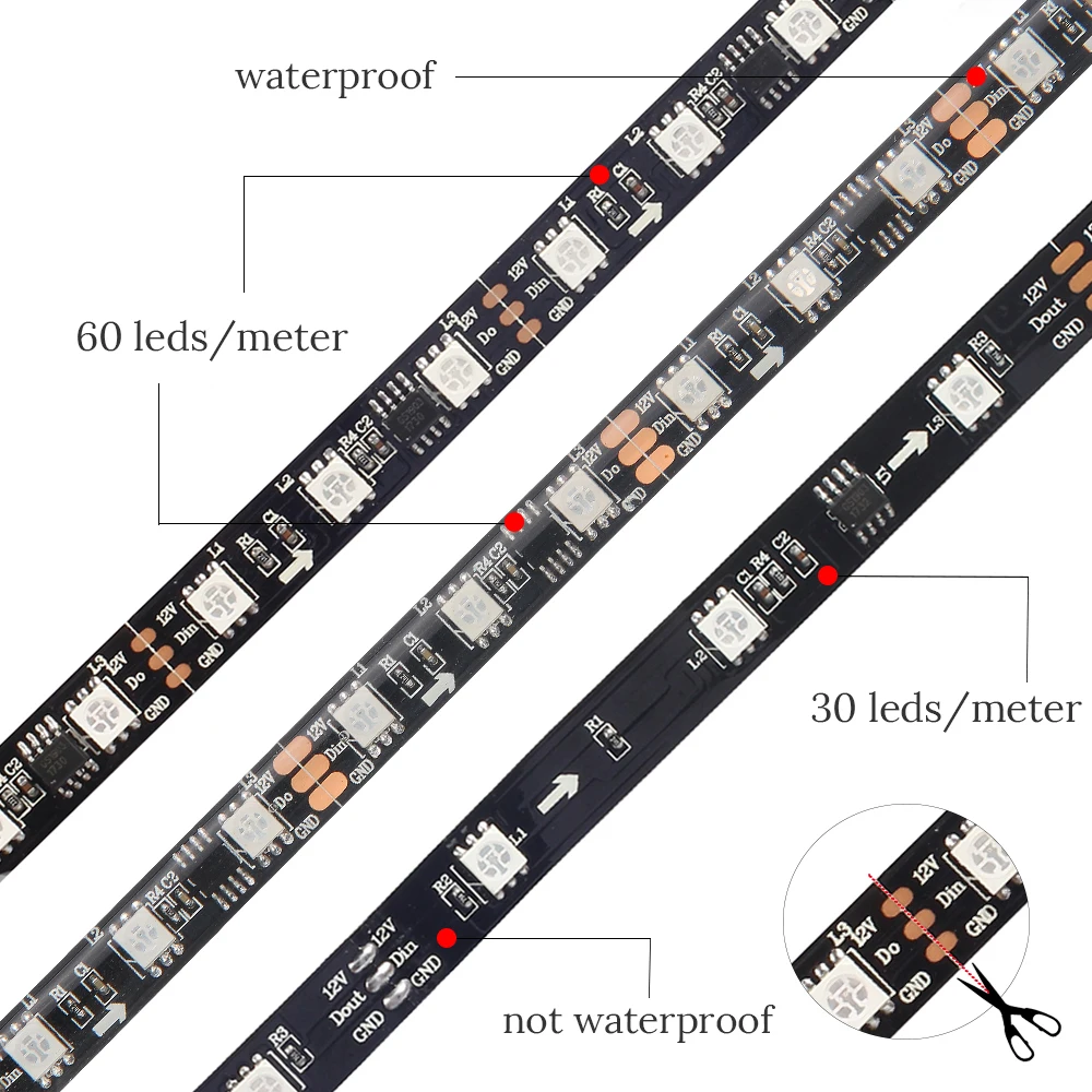 Tanie Magic Home WS2811 5050 listwy rgb led WIFI kontrola aplikacji adresowalna taśma pikselowa led 30 diod led, 60 diod led IOS Android Alexa Google