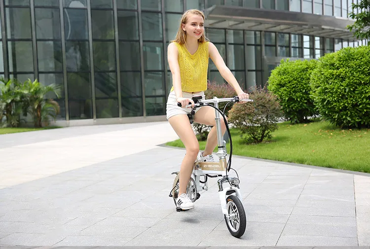 Folding Electric Scooter Two Wheels Electric Bicycle 14 Inch 240W 48V Mini Portable Smart Pink Ladies Electric Bike