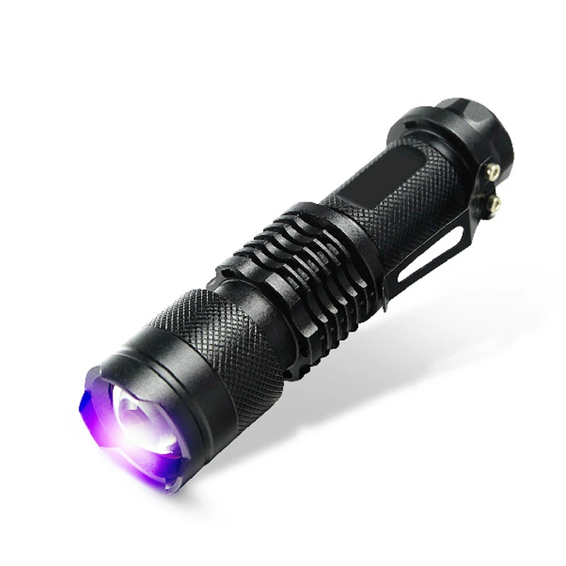 

DE.SOUL UV Flashlight Ultra Violet Light With Zoom Function Mini Black Light Pet Urine Stains Detector Scorpion Use AA battery
