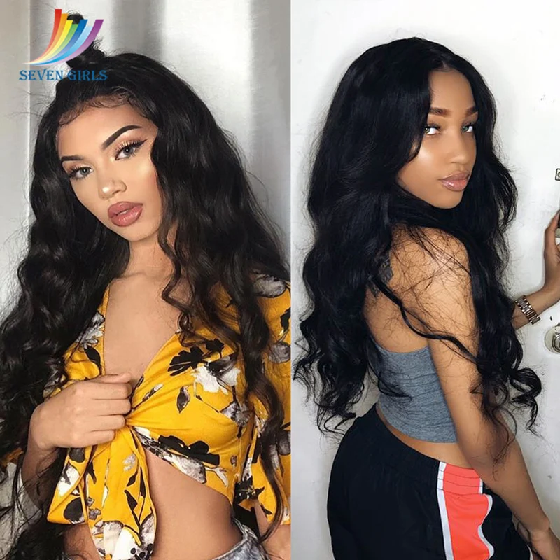 

Sevengirls Malaysian Glueless Wet And Wavy Natural Color Full lace Wigs With Baby Hair Pre Plucked Human Hair Free Shipping