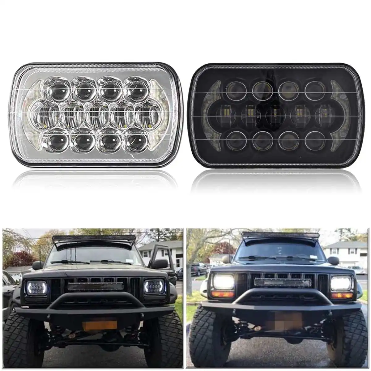 

5 Inch X 7 inch Car Truck Off Road LED Spot Flood Work Head light Bars for Jeep Cherokee 1984 - 2001 XJ Trucks IP67 85W