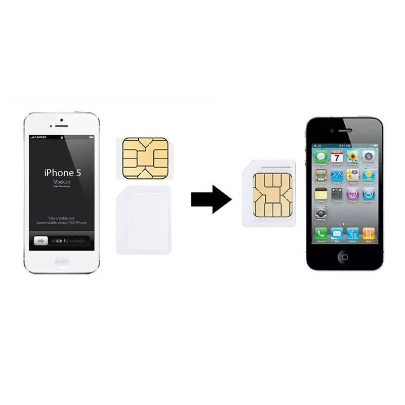 50 шт. 4 в 1 адаптер для SIM карты iPhone 5 nano sim Набор карт полный телефона Прямая