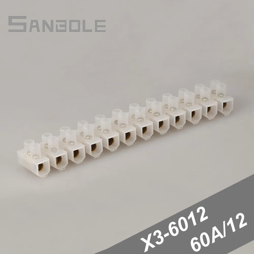 

Terminal block X3-6012 Connection Plastic with screws Terminals 60A 12 Positions Connector Dual Row Wire (5PCS)