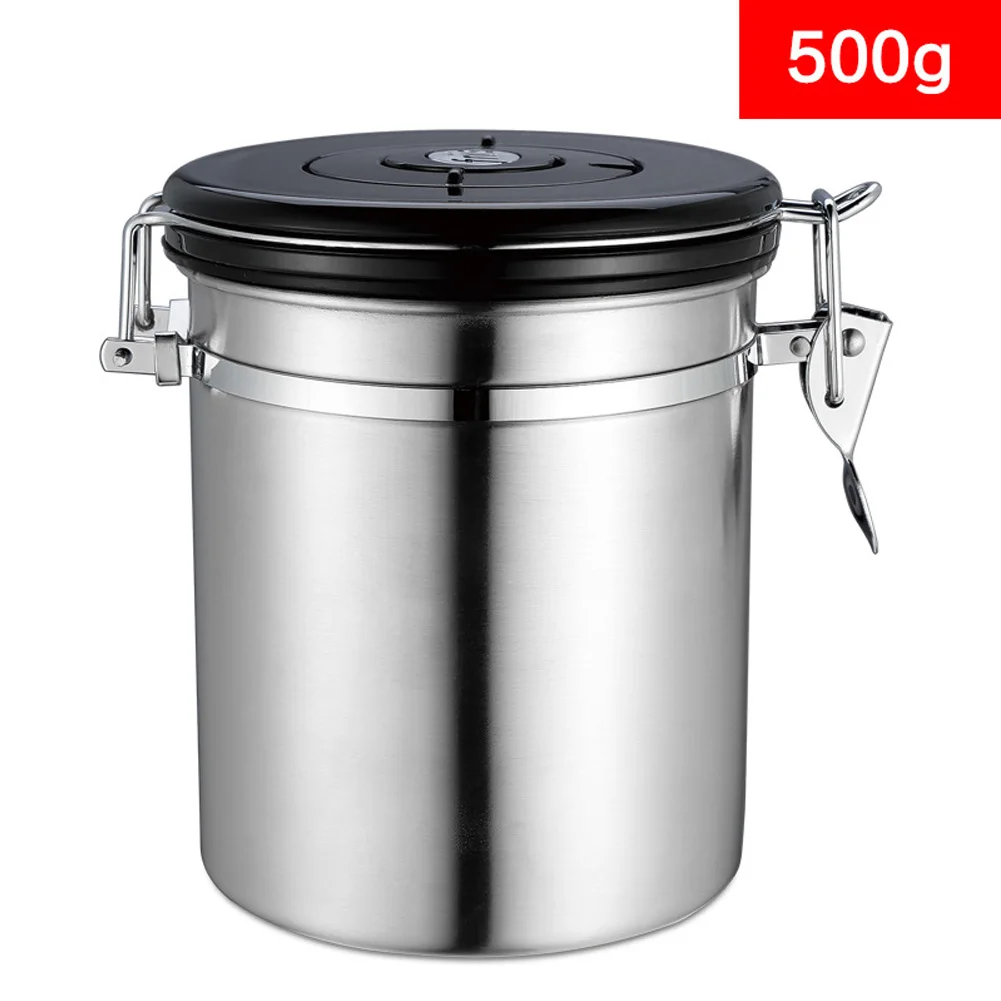 Kaufen Mit Abgas Ventil Kanister Zucker Kaffee Bean Küche Versiegelt Können Vakuum Jar Lebensmittel Tee Lagerung Container Topf Home Edelstahl