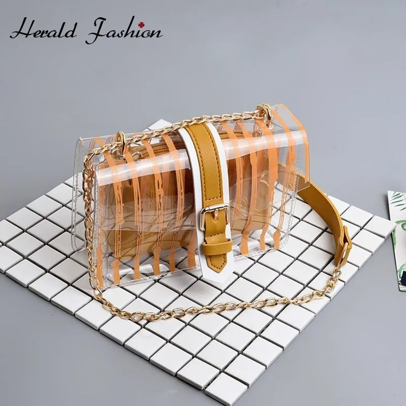 

Herald Fashion Women 2PCS Set Small Shoulder Crossbody Bag Quality PVC Female Clear Transparent Bag Girls Cute Composite Bag