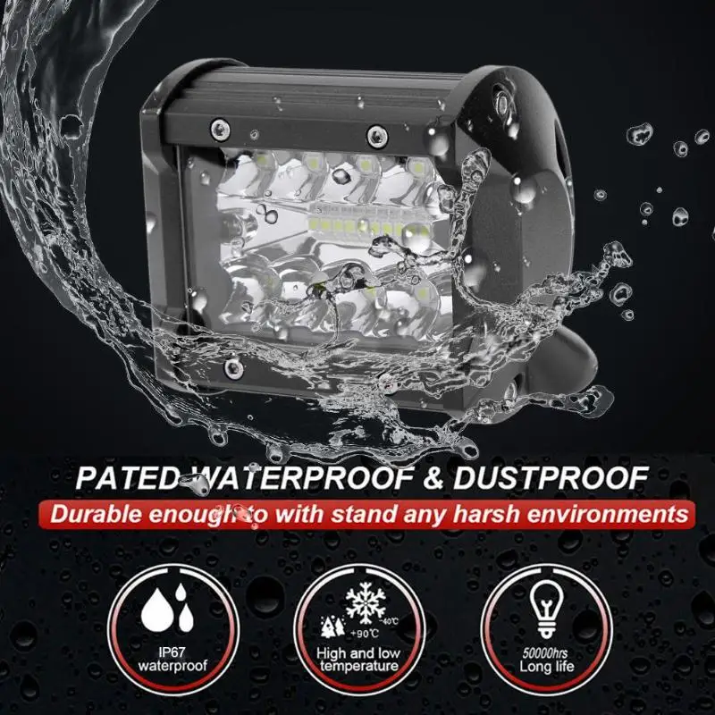 VODOOL 4 &quot60 Вт 6000 К 3 рядный светодиодный рабочий свет 10 48 В 10800LM прожектор