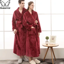 Queenral мужской и женский халат, зимний длинный халат, теплый фланелевый атласный мужской и женский халат, одежда для сна, сексуальная пижама, ночная рубашка