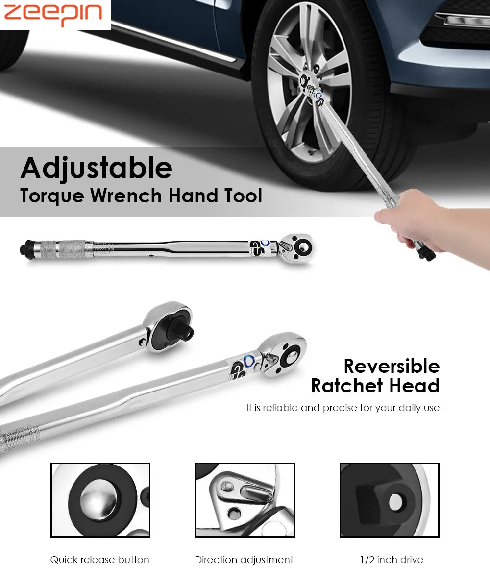 

Adjustable 28-210 N.m Torque Wrench Hand Tool 1/2 1/4 3/8 Drive Micrometer Car Truck Wrench 2 way Precise Ratchet Repair Spanner