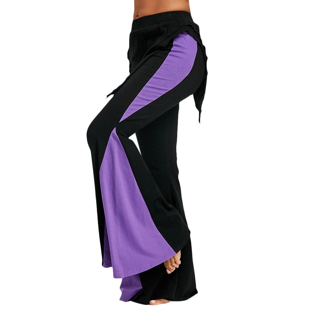 

High Waisted Color Block Bell Bottom Pants