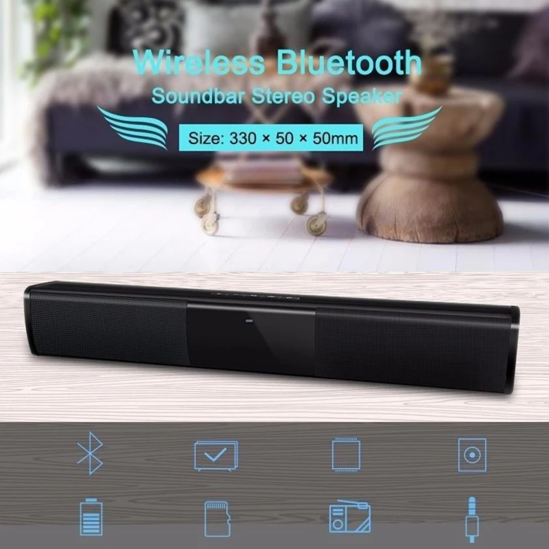 Bluetooth динамик звуковая панель беспроводной 3D стерео объемный звук музыка ТВ компьютер Bluetooth динамик s поддержка 3,5 мм TF USB(черный