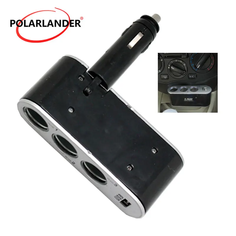 

Socket Plug Splitter Power Charger Auto Socket Adapter 3 Port Way 12V For Universal USB Car-Charger With Power Indicator