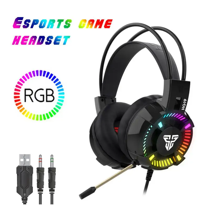 

FANTECH HG19 Gaming Headset Noise Cancelling Mic Stereo Surround Music Headphones Colorful RGB Lights For USB Computer Laptop