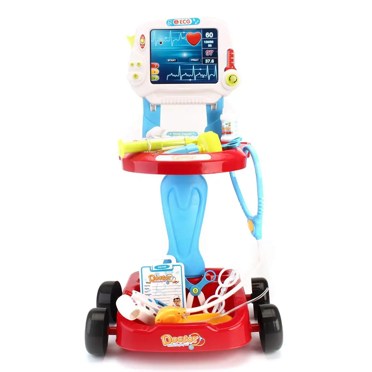 

17Pcs/Set Kids Pretend Play Doctor Toys Nurse Medical Playset Girl Role Play Kit Educational Toy Set ECG Screen Trolley 2 Colors