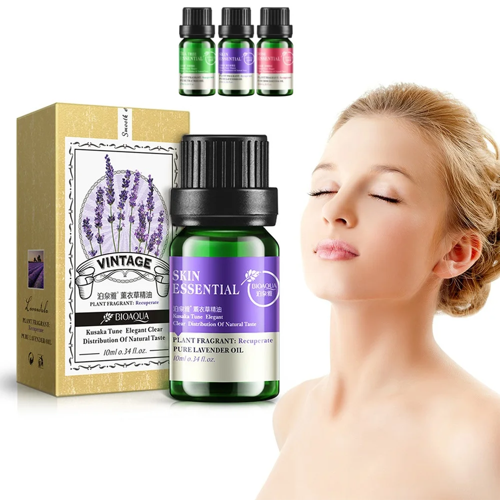 

10ml BIOAQUA Complex Plant Lavender Essential Oil Rose Tea Tree Moisturizing Oil Control Shrink Pores Face Massage Oil TSLM2
