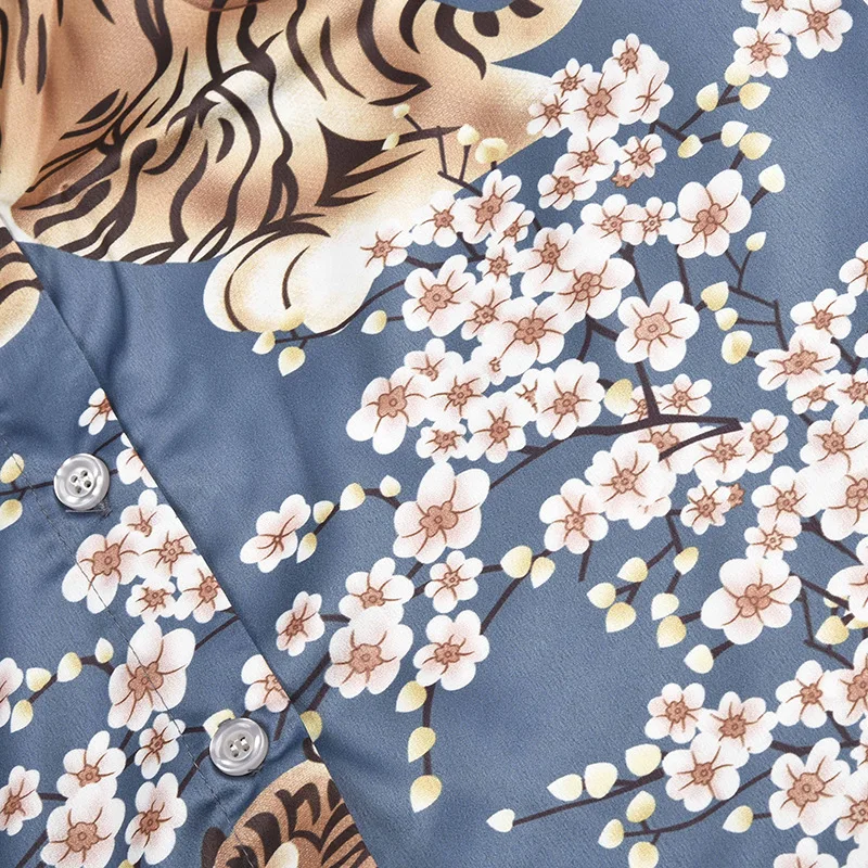 2019 Весна Винтаж Для женщин BlueTiger печати блузка рубашка взлетно посадочной полосы