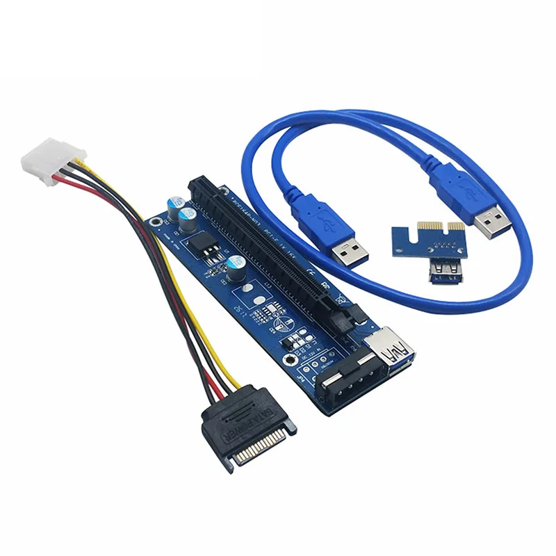 

PCI-E extender PCI Express Riser Card ver 006 1x to 16x USB3.0 SATA to 4Pin IDE Molex Power for BTC Miner Machine