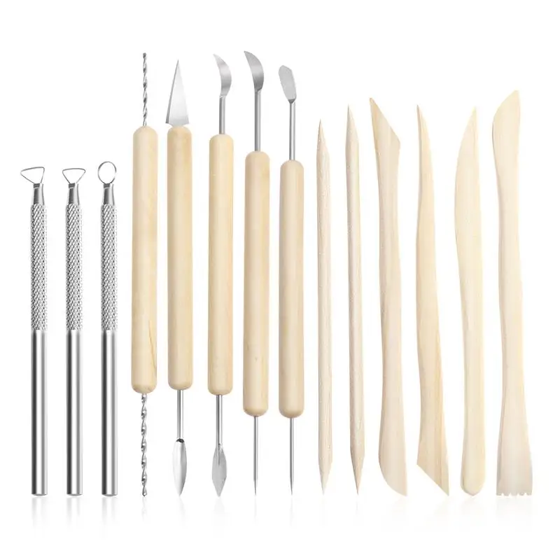 14pcs Pottery Tool Kit Ceramics Carving Sculpting Modeling Trimming