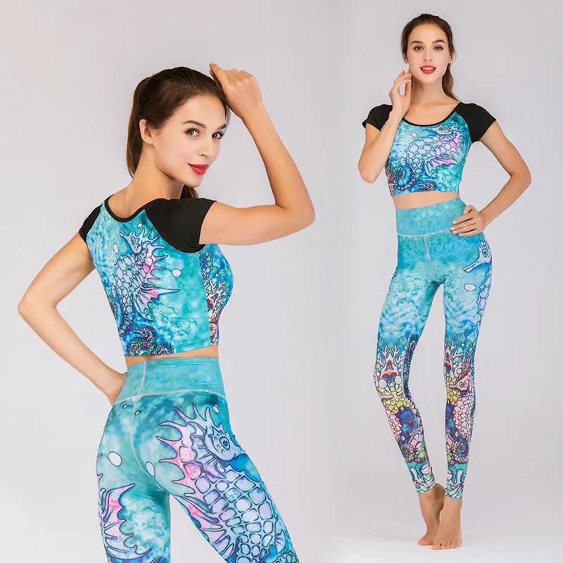 Женская спортивная одежда комплект из 2 предметов для занятий йогой фитнеса