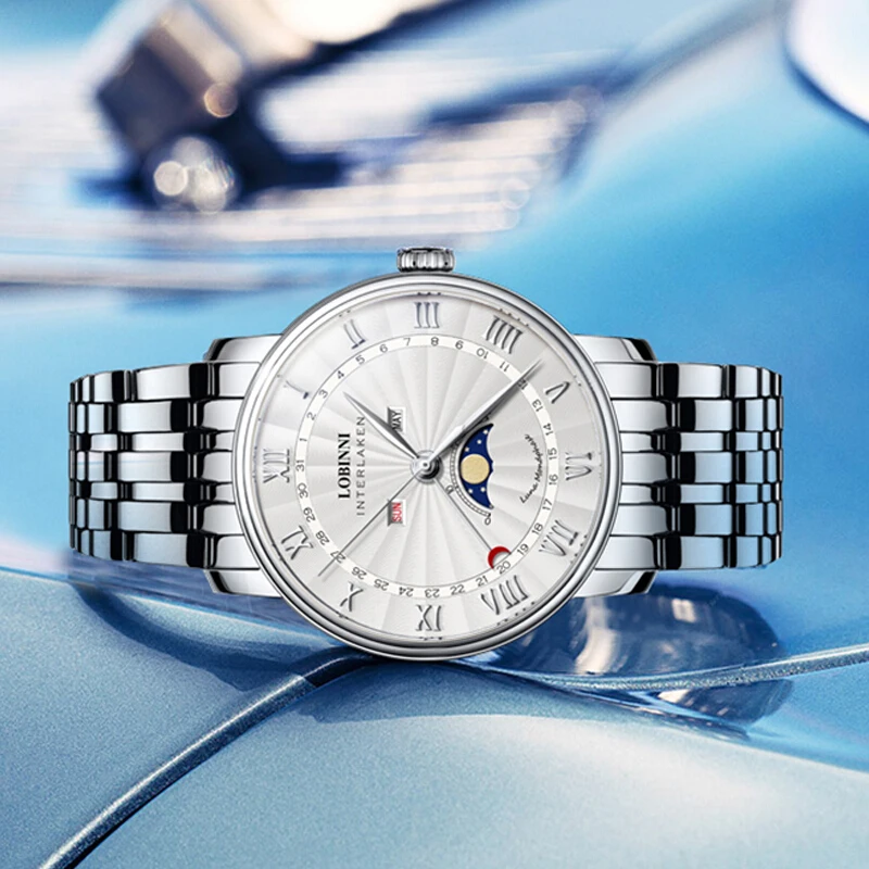 LOBINNI часы мужские роскошные брендовые швейцарские мужские часы сапфировые водонепроницаемые Moon Phase reloj hombre Япония Miyota Move Мужские t L3603M3