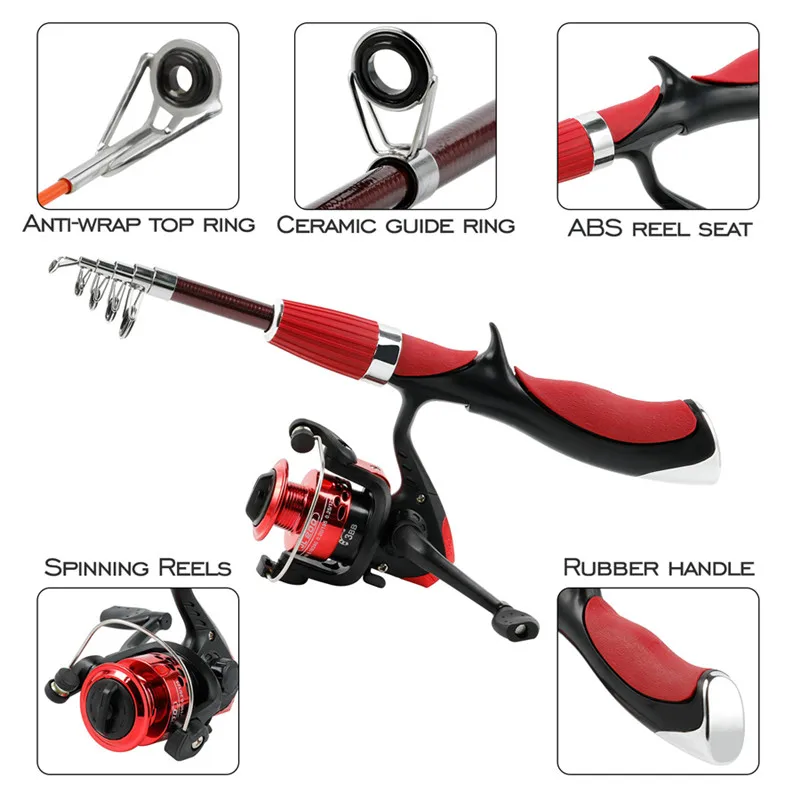 Bobing 1.4 متر 3BB قضيب من ألياف الكربون المفرطة الصلابة قارب الجليد يطير إغراء المحمولة قصبة الصيد مع بكرة كومبو الغزل الصيد معالجة مجموعة