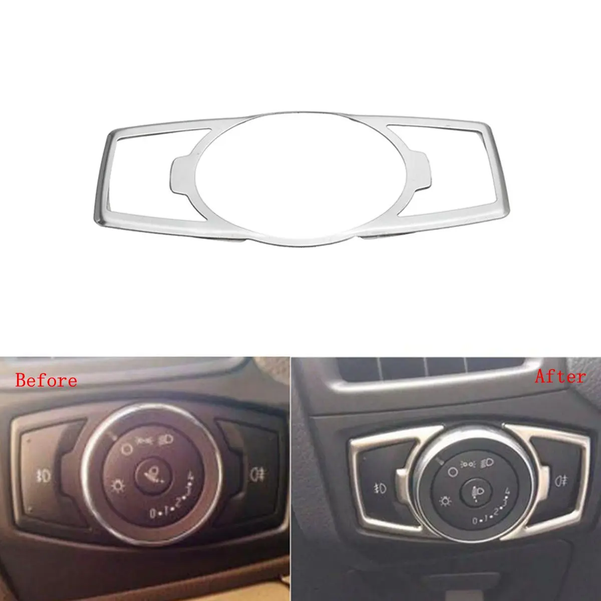 

Car Chrome Headlight Switch Controller Knob Trim Cover For Ford/Focus Explorer Escape Kuga Edge