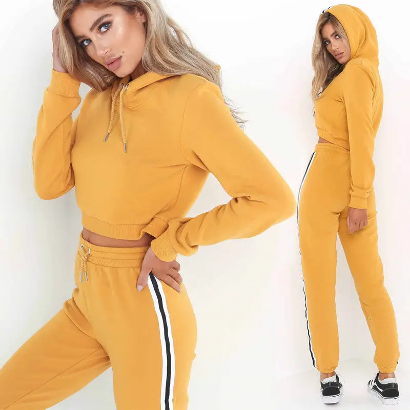 2Pcs Women Tracksuit Sets Sport Suits Top Shirt+Pants Outwear Outfits Sweatshirt