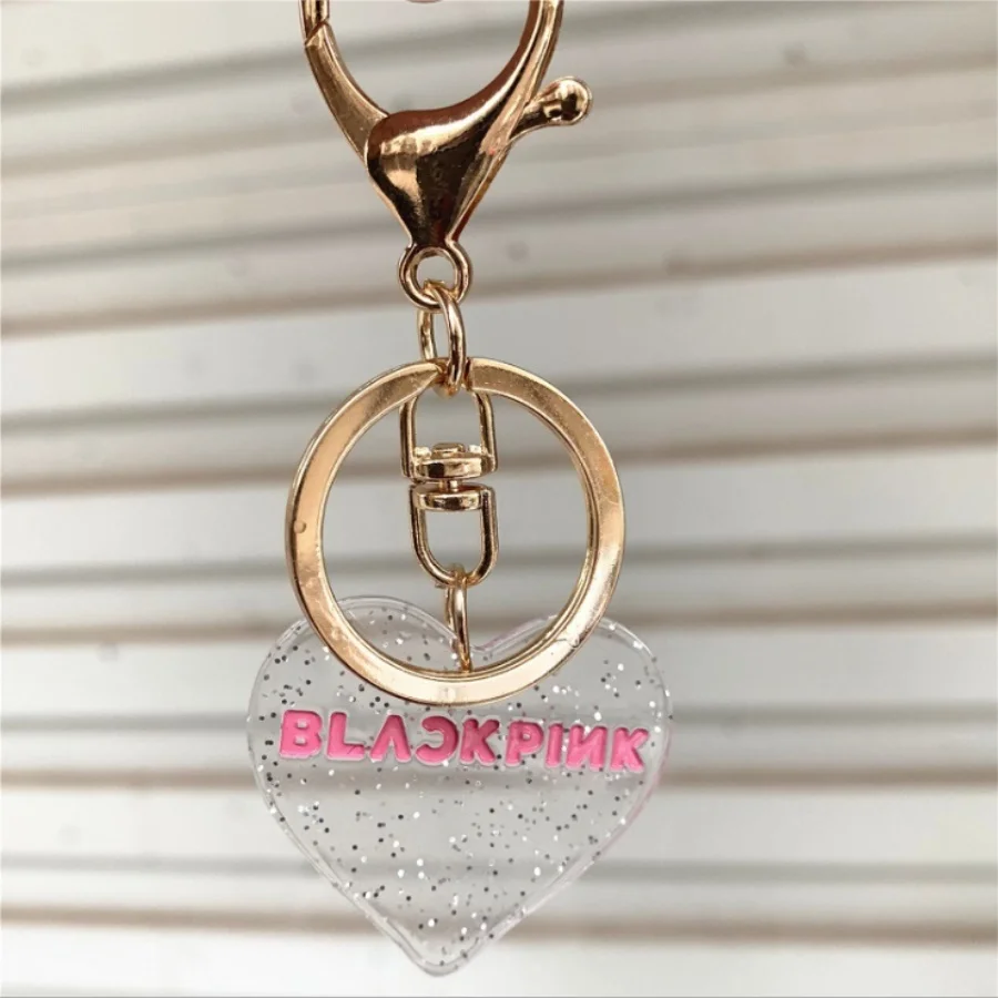 Kpop Blackpink Cute Clear Acrylic Keychain Heart Shape Keyring Key