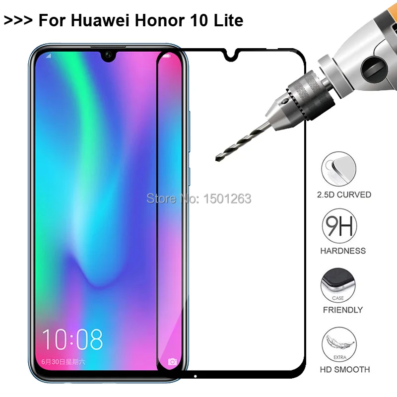 

Full Cover Tempered Glass For Huawei Honor 10 Lite 6.21" Screen Protector For Huawei Honor 10 Lite Case Protective Glass Film