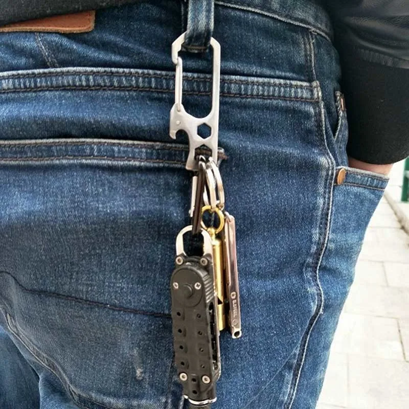 

New Wholesale Pocket Stainless Steel Bottler Opener Hex Wrench Knife With Key Ring Outdoor Sports Camping Survival Tools