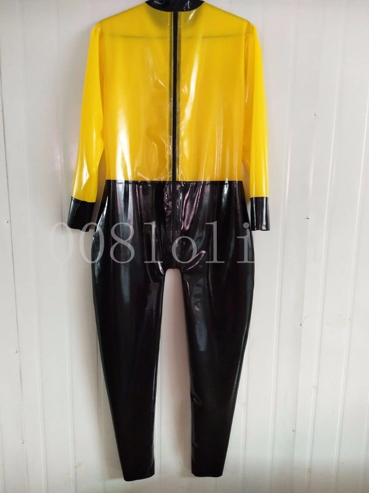 100% латексные резиновые полноразмерные колготки Catsuit черные и желтые униформы
