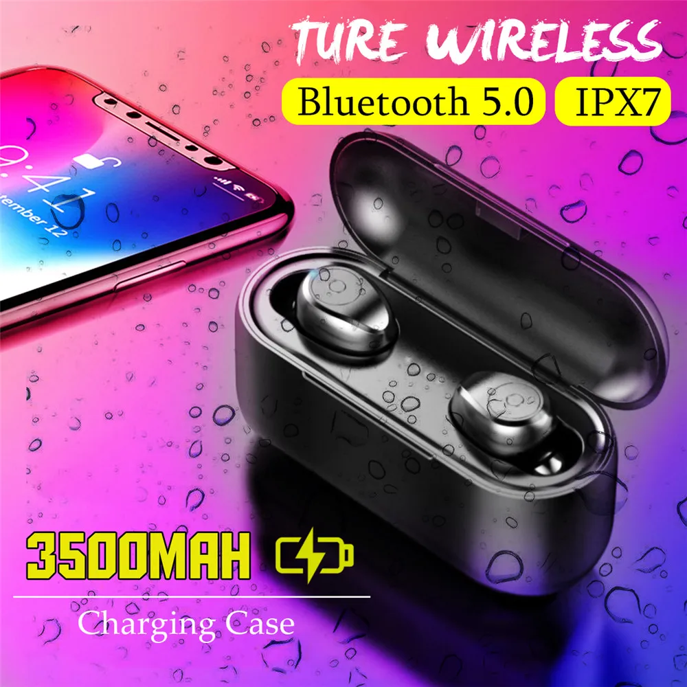 

TWS Mini Bluetooth 5.0 Earphone Wireless IPX7 Waterproof Stereo Earbud with Charging Box 3500mAh Power Bank for iphone X 8 7