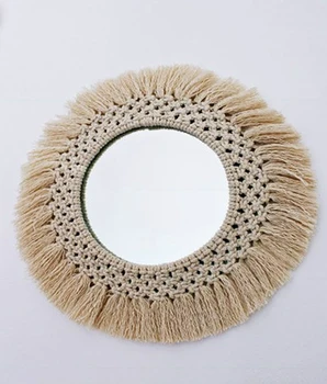 

Diameter 35cm Macrame wall tapestry mirror round boho mirror wall macrame decorative mirror wall tapestry