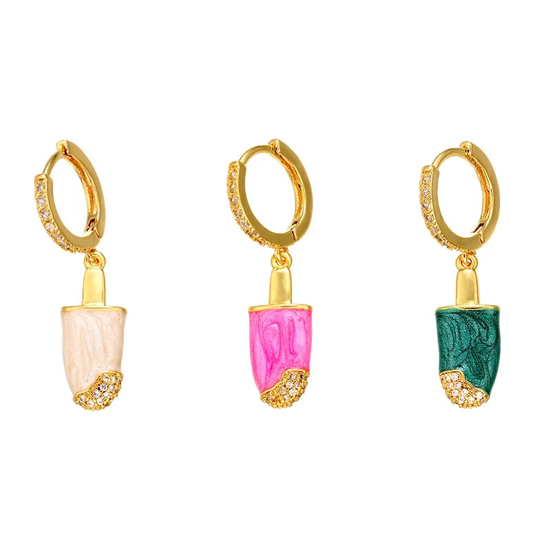 

ZHUKOU Stylish and lovely A Pair 14x36mm Mini Ice Cream Stud Earrings For Women And Girls Model:VE53