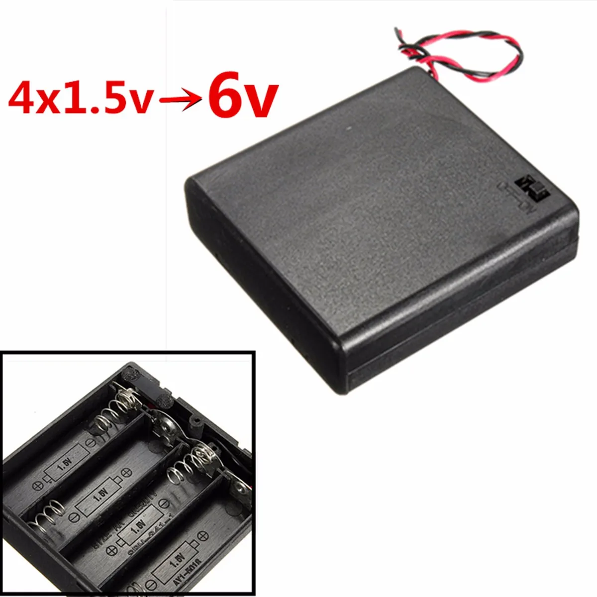 

LEORY 2pcs 6V 4 Slots AA Battery Holder Case Slot Holder Plastic Storage Box For 4 X AA Battery With Switch Wires For RC Parts